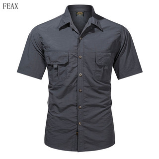 Camisa Tática Masculina de Verão Impermeável de Manga Curta com Múltiplos Bolsos, Secagem Rápida, Estilo Militar CEO 3Q4