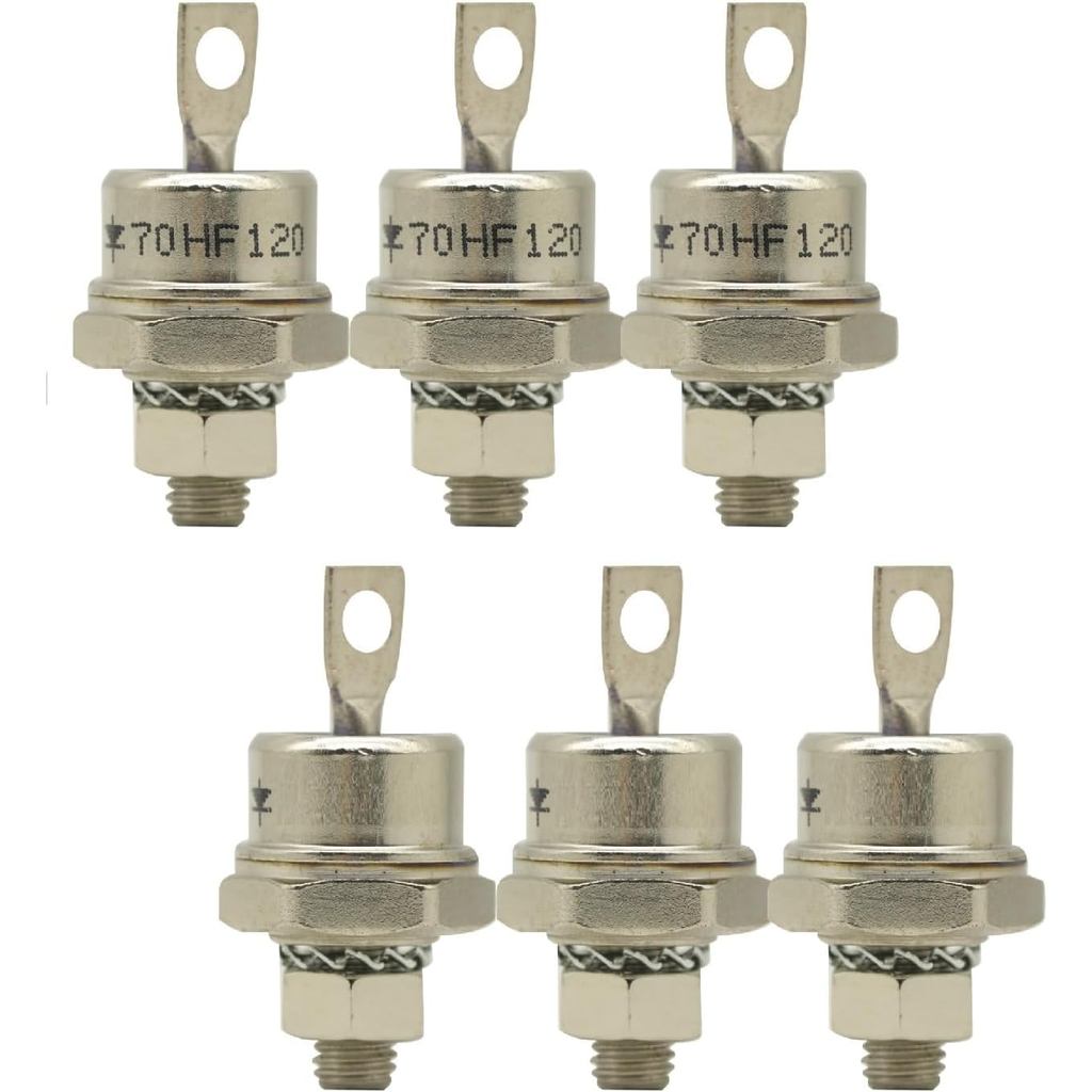 3 Pares de Diodos Retificadores 70A 1200V 3PCS 70HF120 3PCS 70HFR120 Diodos Retificadores de Alta Potência Tipo Pino Met
