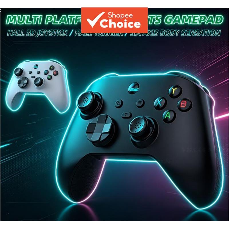 Controlador de Jogo Sem Fio Tri-Modo para PC Steam Hall Effect Joystick Gatilho Efeito Hall Gamepad com Seis Eixos e