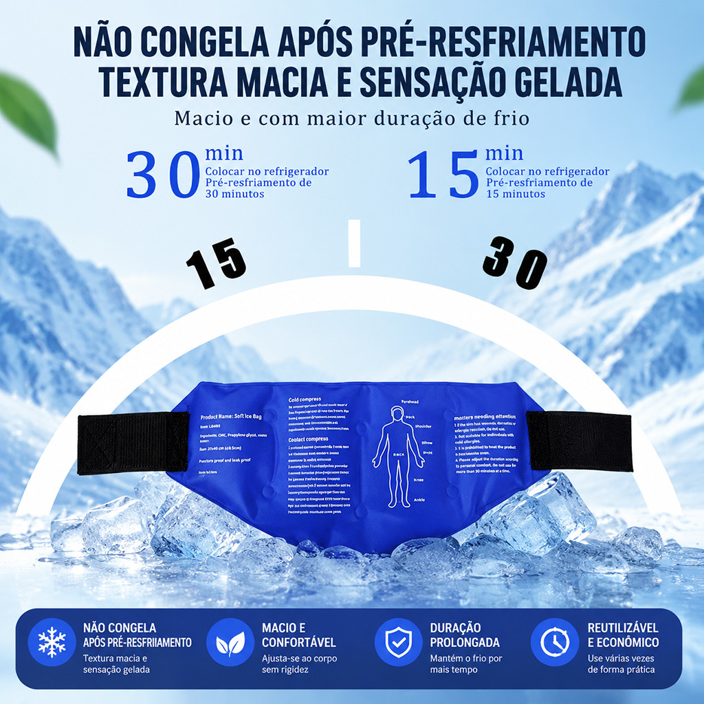 Compressa Quente Fria Bolsa Térmica Gel Com Faixa Reutilizável Alívio Múltiplas Dores