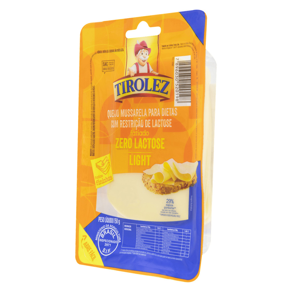 Tirolez Queijo mussarela fatiado light zero lactose 150g · foto 2