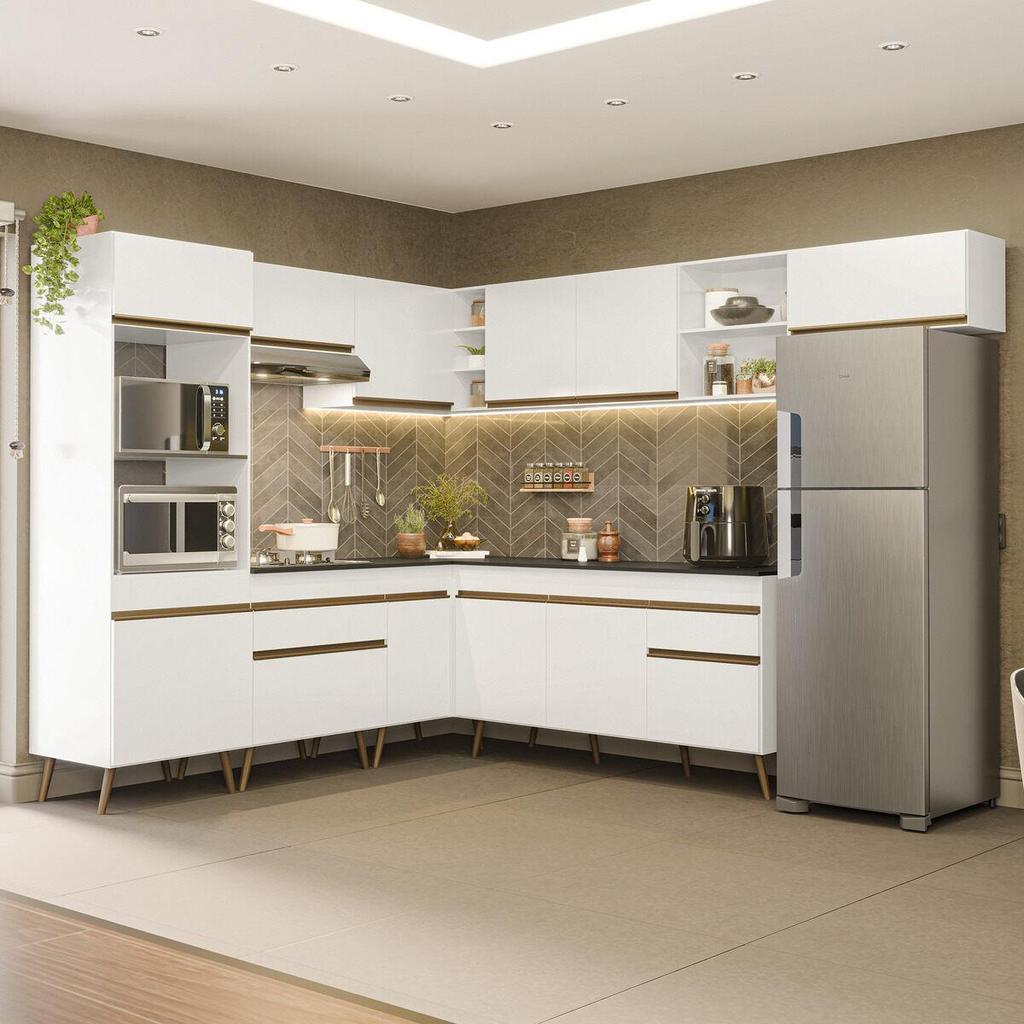 Armário Cozinha Modulada Completa de Canto 8 Peças Florença Multimóveis MP2446