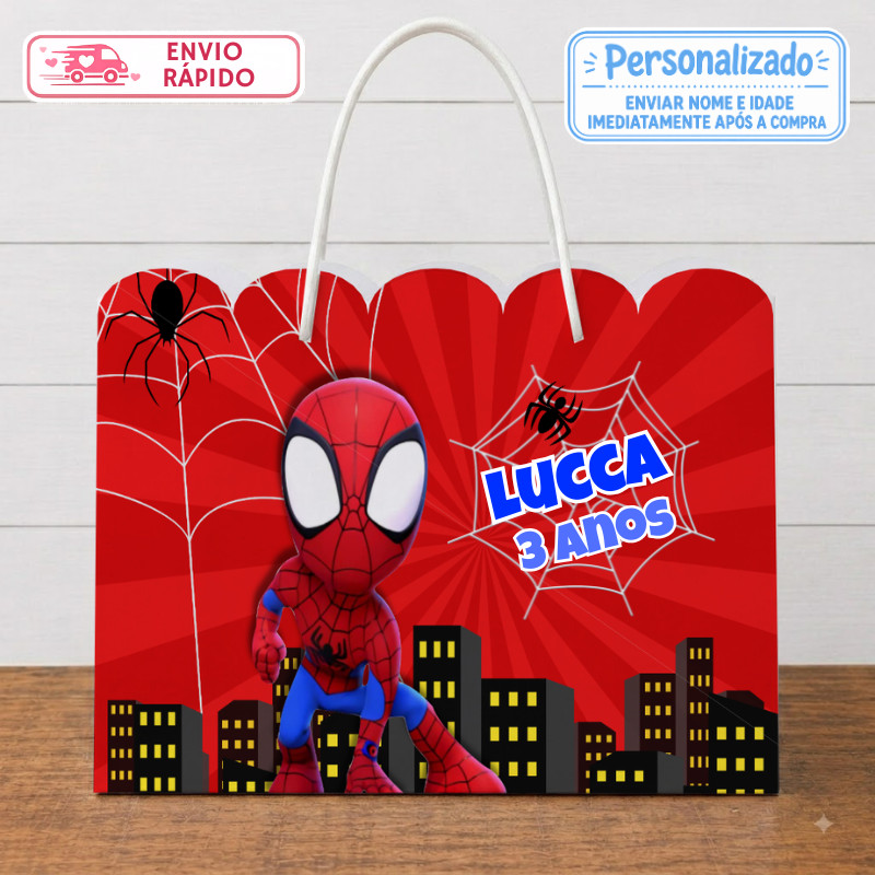 Sacolinha Homem Aranha Spider Personalizada Lembrancinhas Festa infantil Aniversário Sacola G