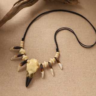 Design Original corvo crânio colar Retro nicho águia pássaro corvo crânio cão dente pingente tribo étnica acessórios das