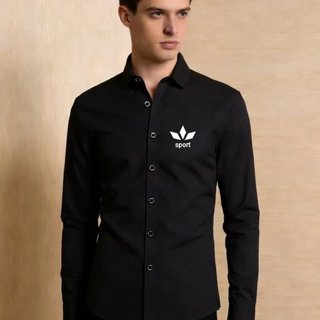 Camisas masculinas de manga comprida de alta qualidade, camisas esportivas estampadas de manga comprida, camisas elegant