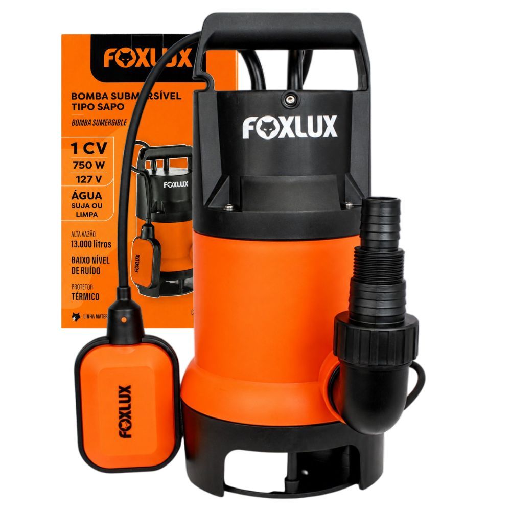 Bomba De água Submersível Para Agua Suja e Limpa 1CV 750W Foxlux Porões reservatórios