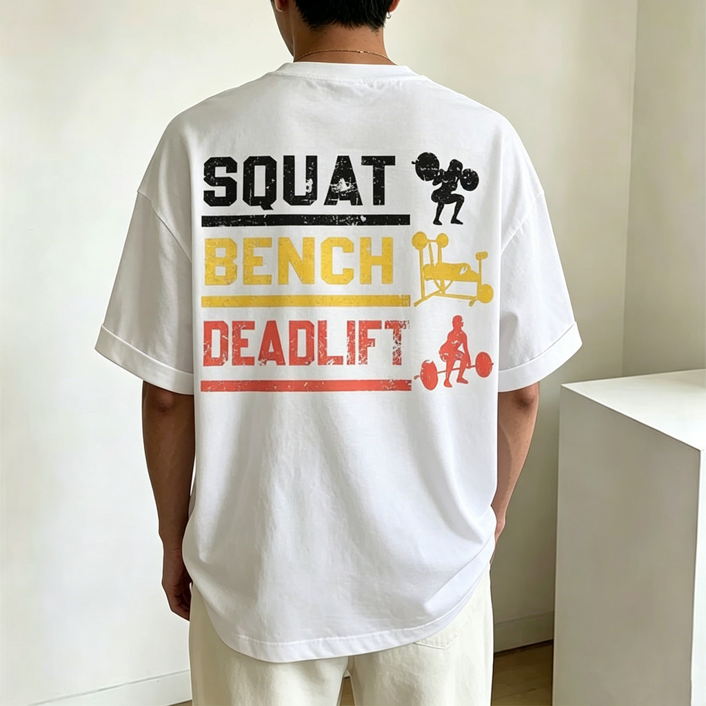 Camiseta Masculina 100% Algodão Estampa Musculação Desgastada Modelo Solto Manga Curta Confortável Para Academia