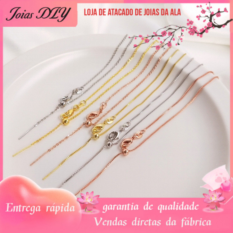 Retenção de cor banhado a ouro 18K colar feminino ouro rosa ouro branco clavícula corrente estilo fino pulseira ajustáve