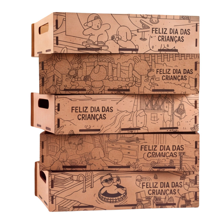 Kit 5 Bandejas Cesta MDF 20x15 Dia das Crianças Lembrancinha Presente Festa Infantil Decorada