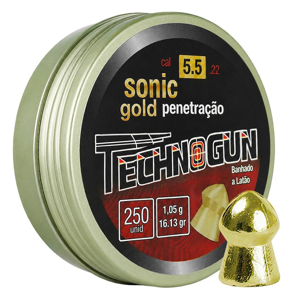 Chumbinho Technogun Sonic Gold Penetração 16,13gr 250un. 5.5mm