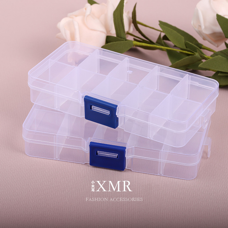 10 grade caixa de armazenamento de plástico transparente Multi-grade brincos caixa de jóias caixa de organização espaçad