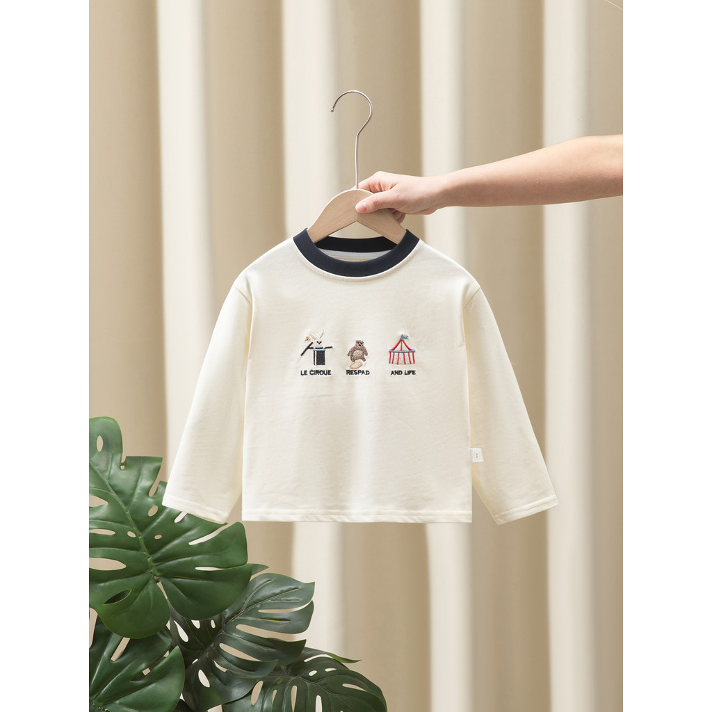 Meninos outono manga comprida camiseta 2026 novo estilo crianças versão coreana primavera outono camisa de fundo menino 