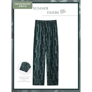 Calças de pijama de seda gelo dos homens primavera outono estilo fino calças masculinas verão solto Plus Size simulação 