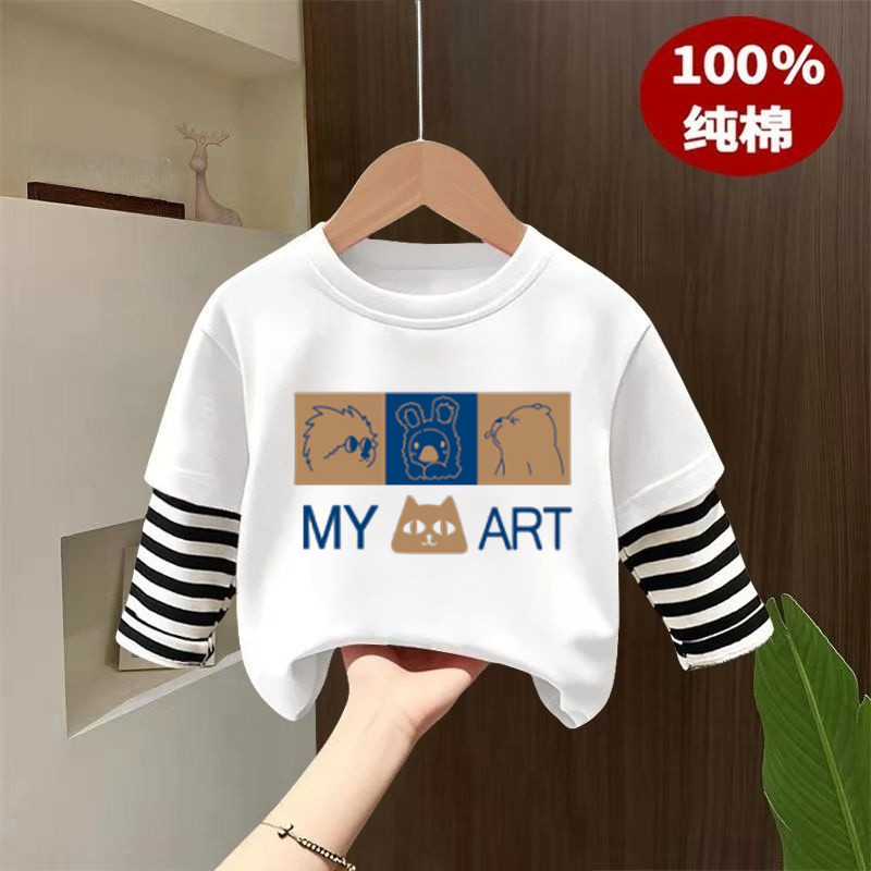 Meninos meninas camisetas de manga comprida 2025 outono novo estilo crianças primavera outono topos bebê estilo coreano 