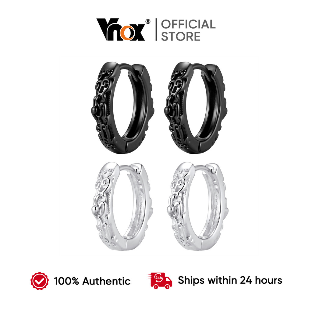 Brincos De Argola Vnox Retro Kirin Para Homens Joias De Orelha Da Moda Punk