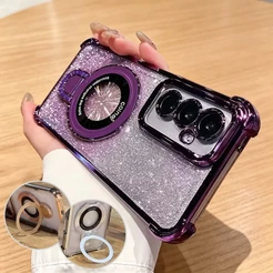 Glitter À Prova De Choque Magnético Caso De Telefone Para Samsung Galaxy A08 A18 A07 A17 A27 A37 A57 A16 A36 A56 Suporte