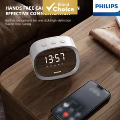 Philips TAS2909 Mini Alarme de Mesa Bluetooth com Relógio, Alarme Duplo, Despertador Suave, Display LED para Quarto,