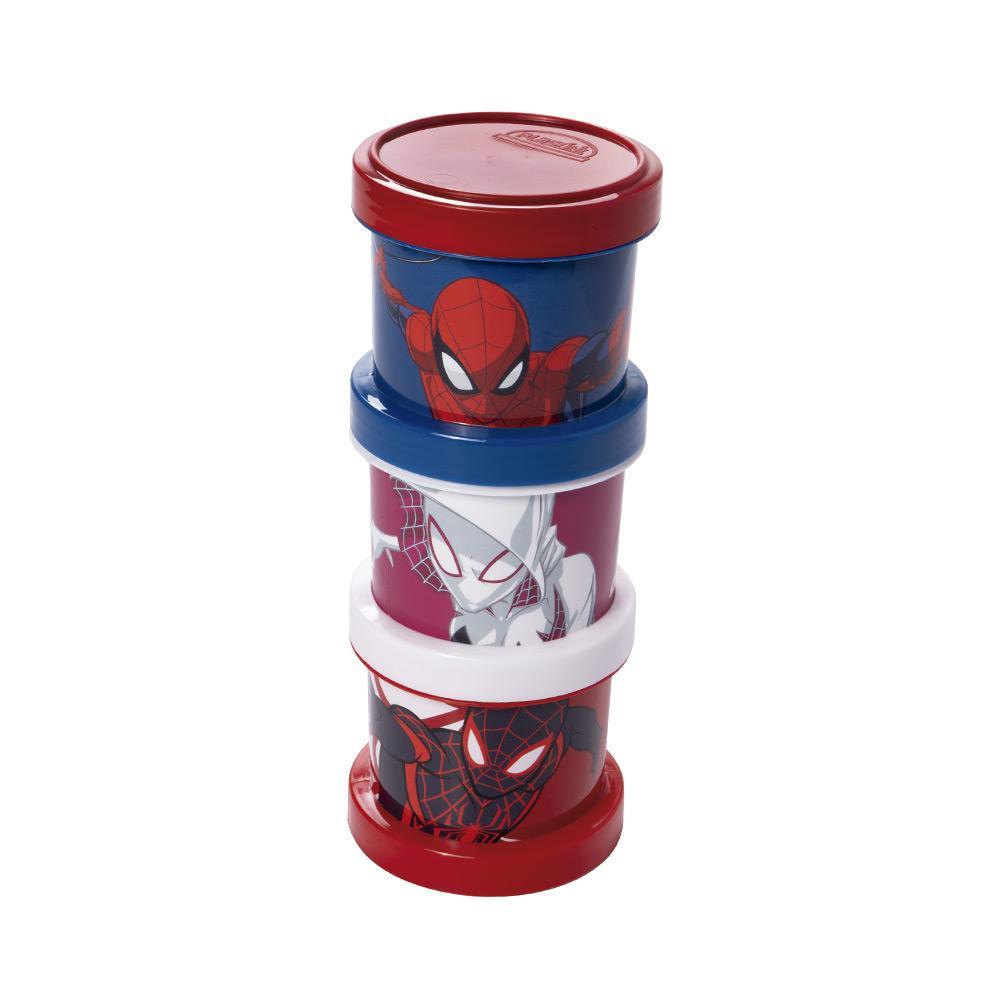 Conjunto Organizador Homem Aranha Empilhável Tampa Rosca Marvel Plasútil