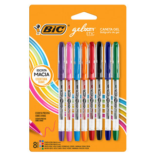 Caneta gel Gelocity Stic 0.5mm com 8 unidades Bic