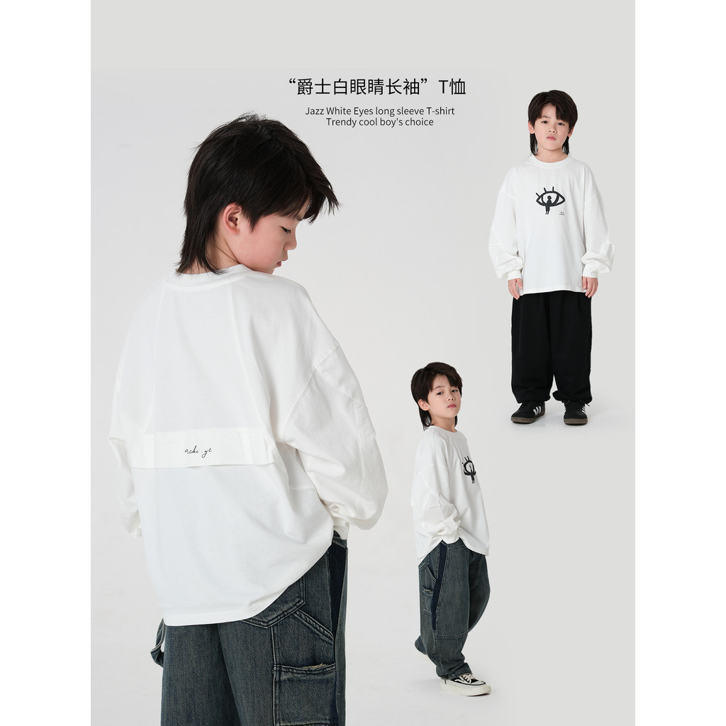 MT Roupas infantis originais Camiseta japonesa de manga comprida para meninos primavera outono novo estilo estampado cos