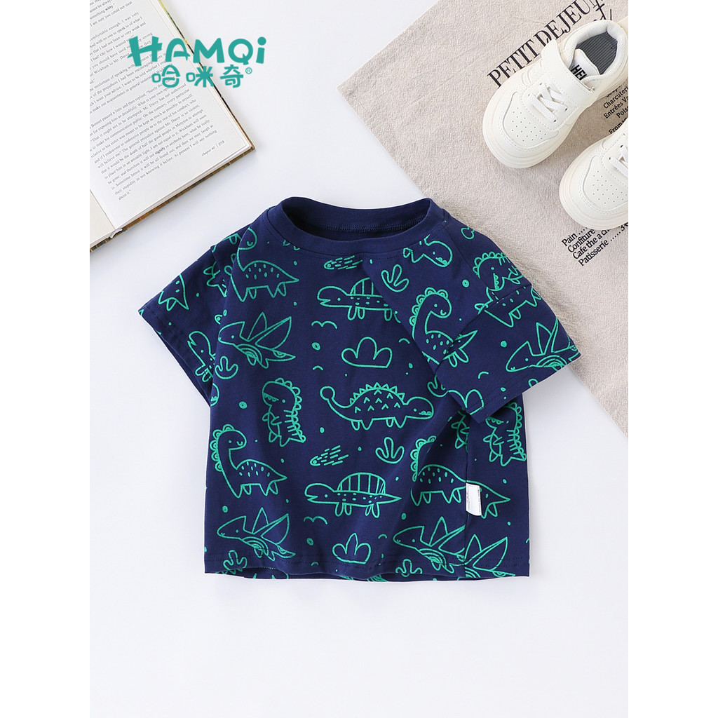 Meninos de manga curta camiseta verão pequenas crianças Casual dinossauro impressão meia manga bebê novo estilo roupas i