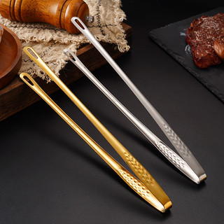 Novo estilo 304 pinças de churrasco de aço inoxidável estilo coreano pinças de pão estendidas influenciador dourado domé