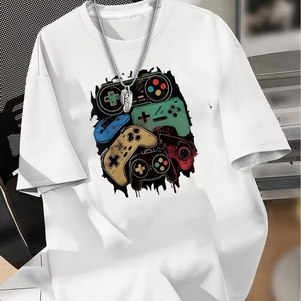 Camiseta infantil 100% Algodão com estampa Controles cores Variadas look descolado para meninos