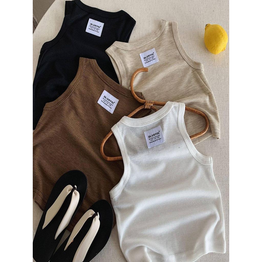 Crianças colete 2026 verão meninos meninas cor sólida versão coreana sem mangas camiseta bebê crianças moda Casual confo