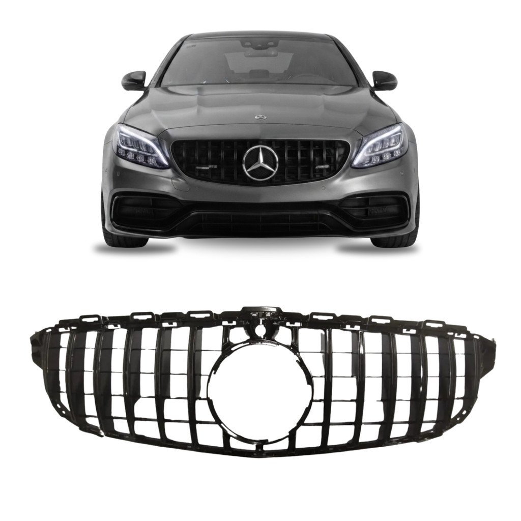 Grade Frontal Mercedes C180 C200 C250 C300 C400 C43 C63 W205 Amg Black Piano Câmera