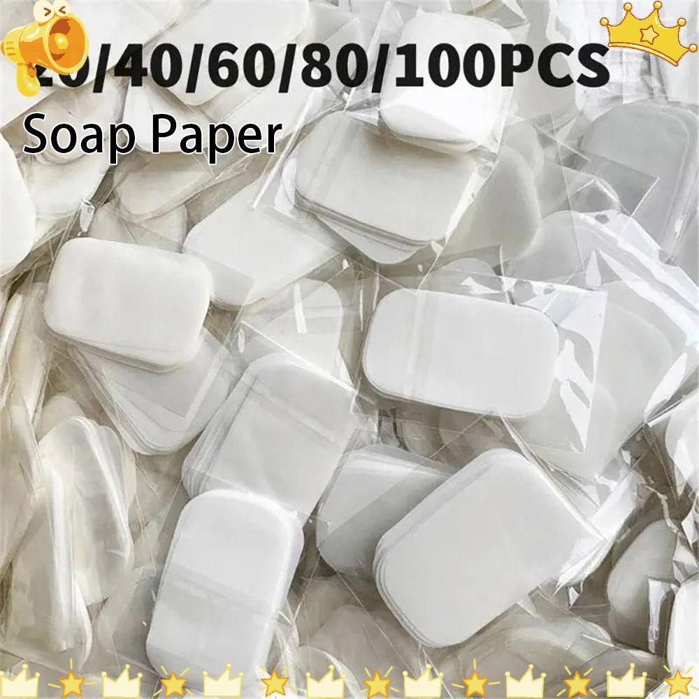 TIME1 20/50/60/80/100pcs Fatia De Lavagem De Mãos , Papel De Sabão Perfumado Limpo Para Banho , Comprimidos Portáteis