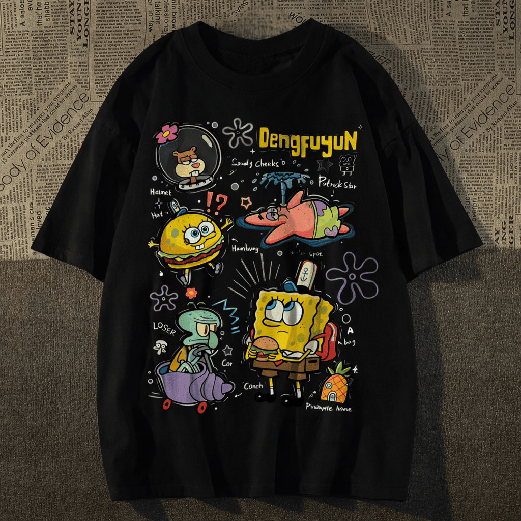 Camiseta Bob Esponja Unissex Personagens Desenho Animado Estampada 100% Algodão Premium