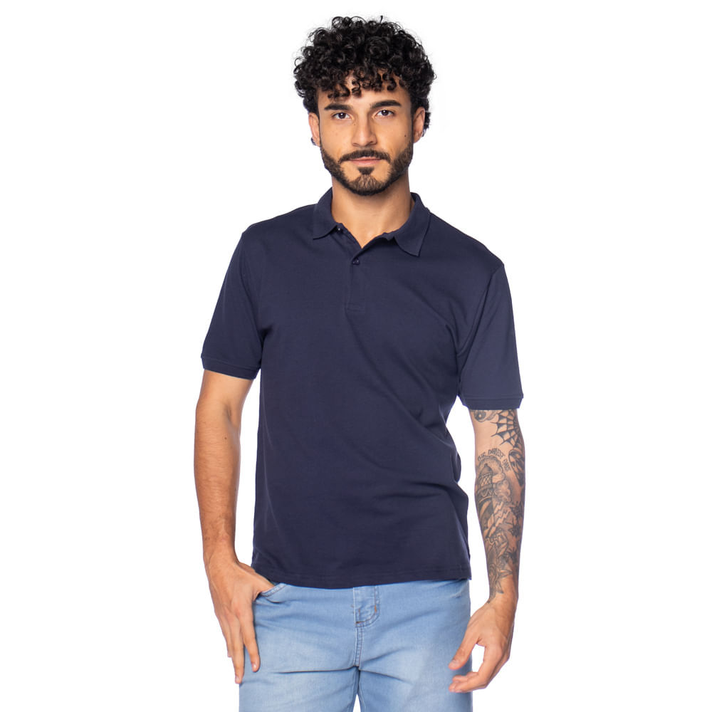 Camisa Polo Masculina Balboa Algodão Pima Básica Marinho