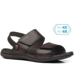 Sandália Pegada Masculina Plus Size em Couro Cravo 533303-02