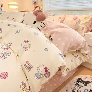 Bonito KT colcha capa de quatro peças conjunto hellokitty conjunto de três peças duplo colcha capa folha dormitório estu