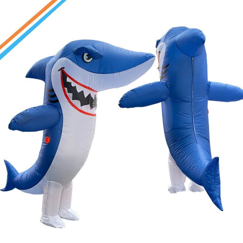 Fantasia de tubarão azul transfronteiriça, fantasia de boneca para o Halloween, fantasia de cosplay, fantasia de festa c