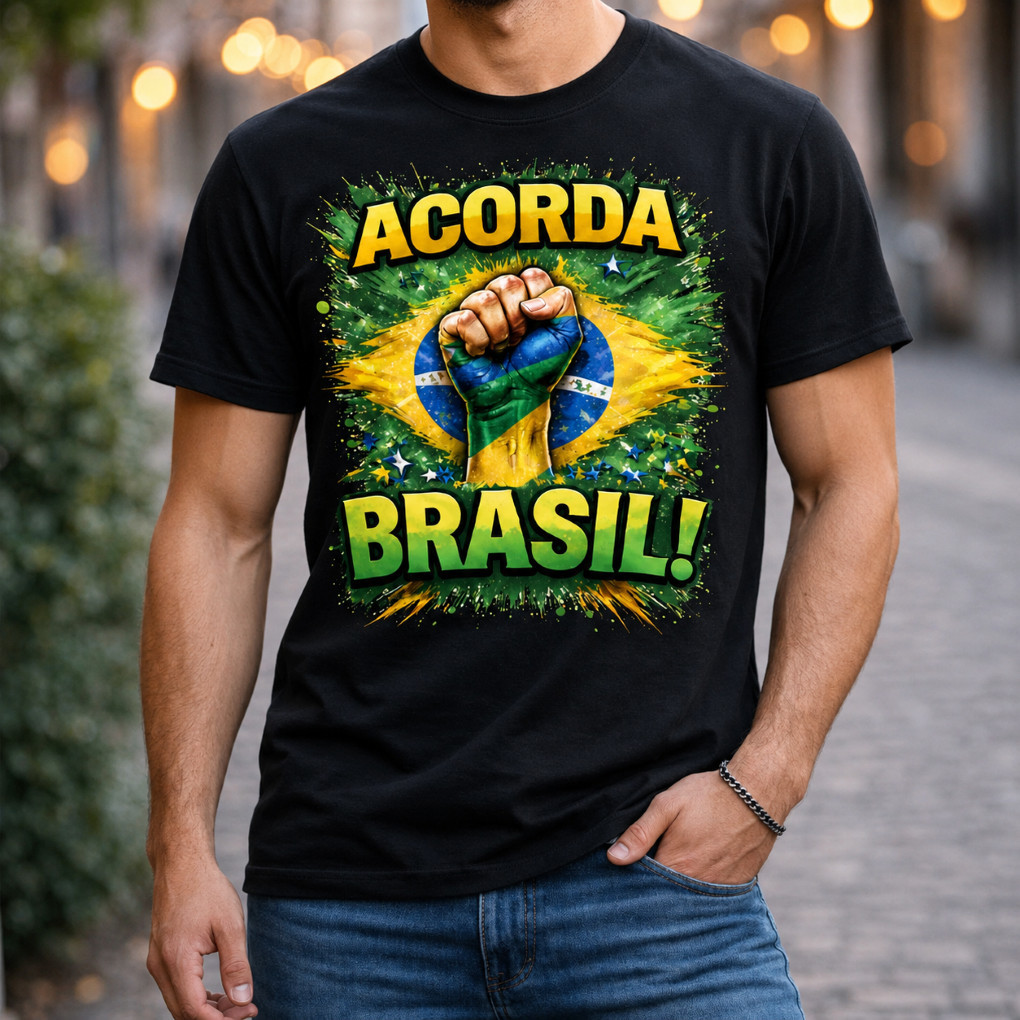 Camiseta Acorda Brasil Movimento Social Protesto Direitos Política Camisa 100% Algodão Envio Rápido