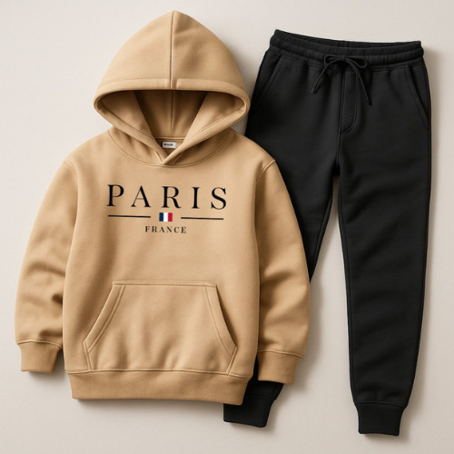 Conjunto Infantil Moletom Menino Canguru Paris 100%Algodão Flanelado Premium Menina Estampado