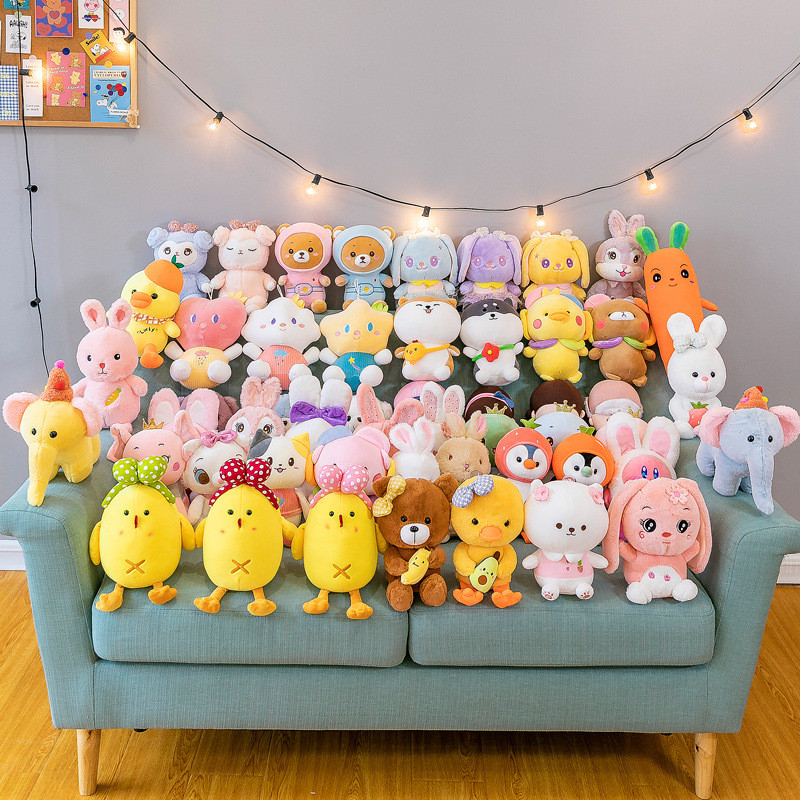 Influenciador personalidade tamanho pequeno coelho brinquedo de pelúcia boneca tenda processamento 27cm garra guindaste 