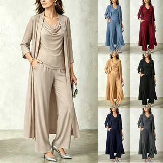 Conjunto feminino de três peças primavera outono estilo minimalista saia longa conjunto de três peças de manga comprida 