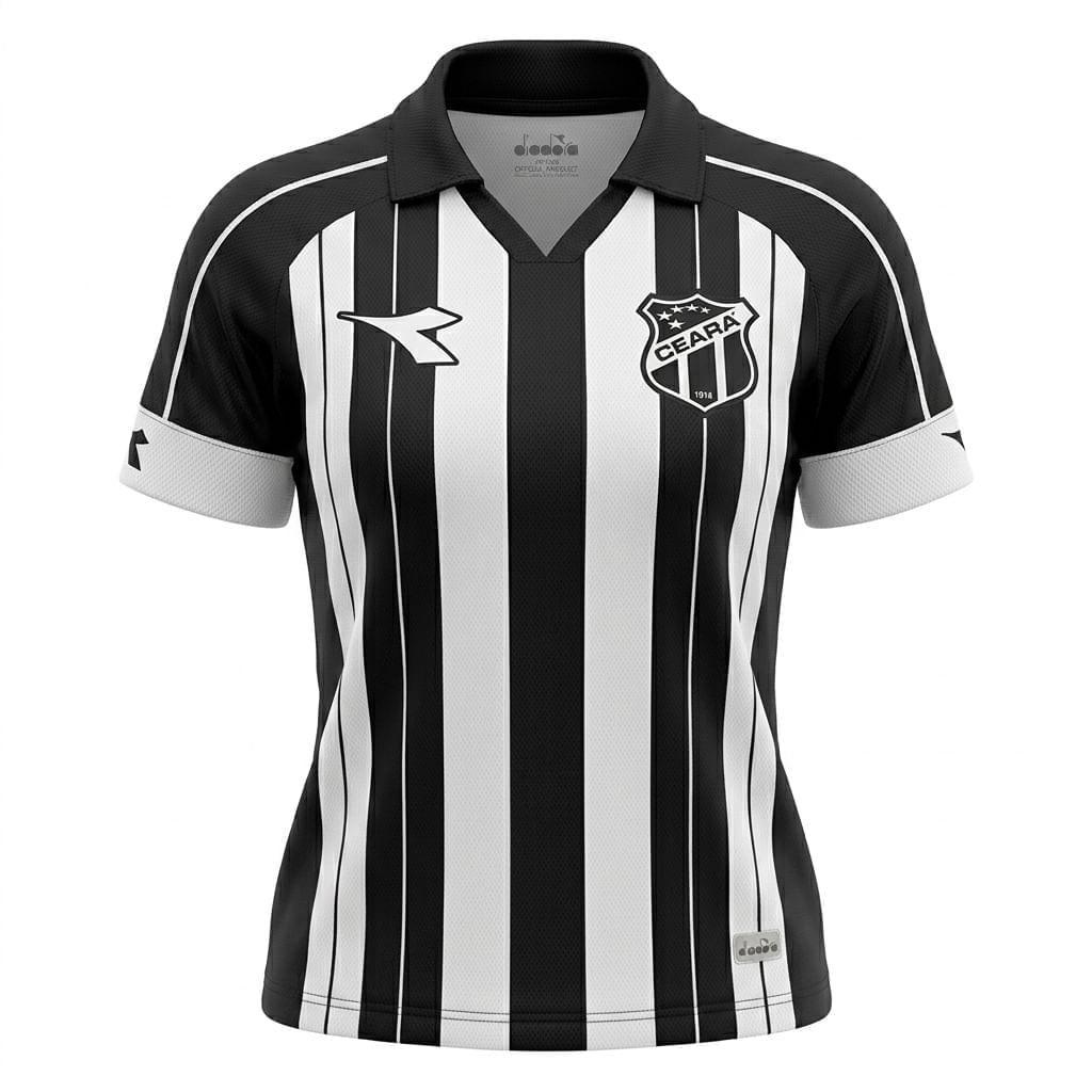 Imagem Camisa Diadora Ceará Sporting Club Jogo 1 Preto e Branco Feminino