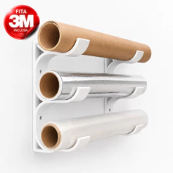 Suporte Organizador para Rolos de Cozinha 3 Níveis | Papel Alumínio e PVC