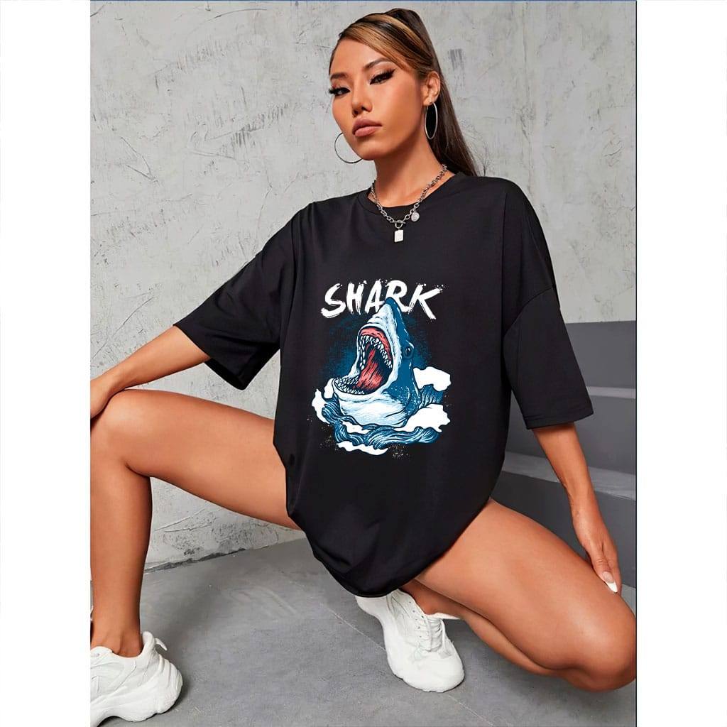 Camiseta Oversized Tubarão Streetwear Moderna Estilosa Confortável