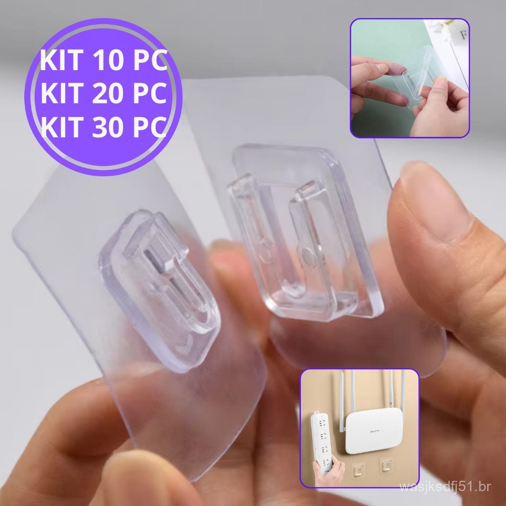 Kit com 5/10/15 pares de ganchos adesivos, macho e fêmea, de dupla face, transparentes, sem necessidade de furar ou usar