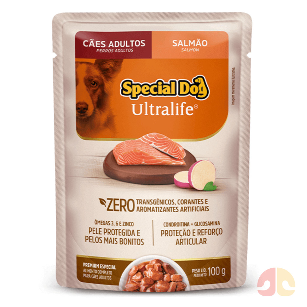 Kit com 12 Sachês Special Dog Cães Adulto 12x100g Salmão