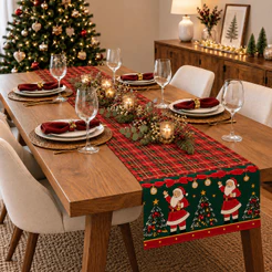 Caminho De Mesa Natal 1,40x60cm Decorativo Estampado Para Ceia Enfeite Natalino