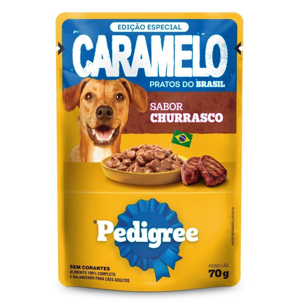 Ração Úmida para Cachorro Pedigree Caramelo Adulto Sabor Churrasco em Sachê 70g