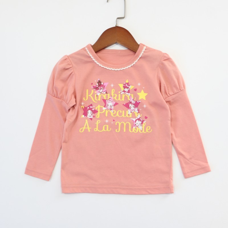 Meninas primavera outono estilo manga comprida camiseta tamanho 90 crianças moda dos desenhos animados impresso em torno