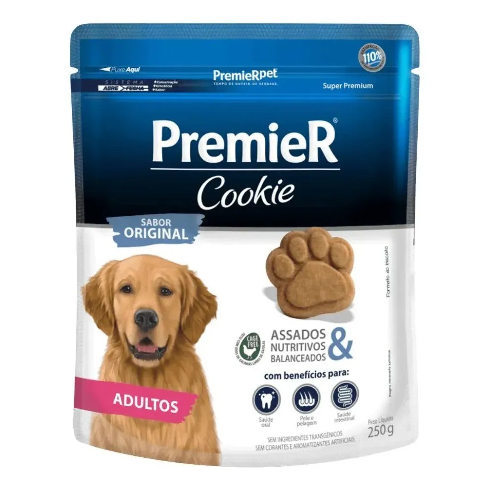 Premier Pestico Cookies Biscoitos Crocante P/Cachorros Adultos 250g