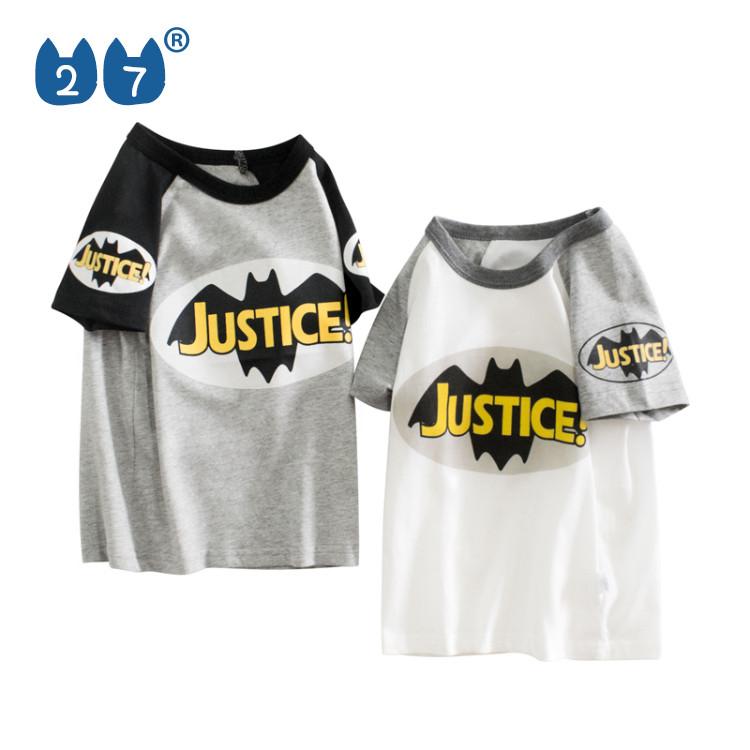 27 crianças meninos camiseta de manga curta verão algodão topo versão coreana roupas infantis médio pequeno crianças Bat
