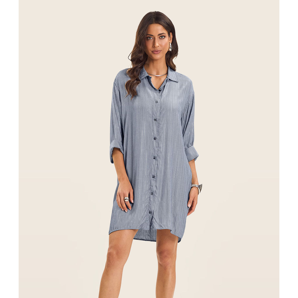 Vestido Chemise Feminino Com Botões Endless Azul